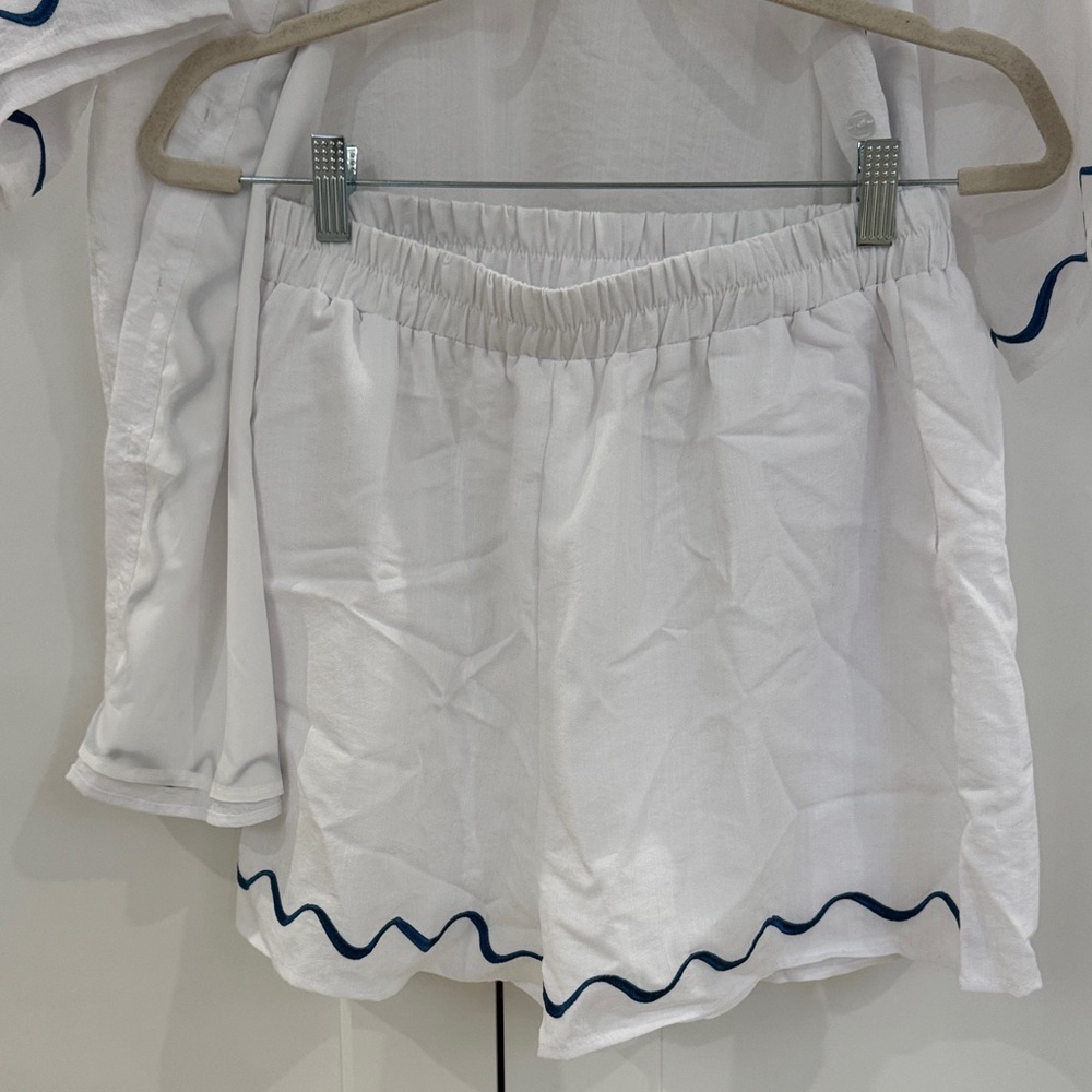 White and Blue Women's Swim Coverup Set - Picture 2 of 3